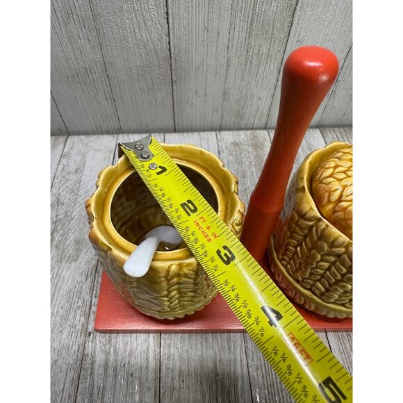 Vintage Royal Sealy Sugar Bowls Harvest Wheat Pattern Ceramic Japan - Set of 2 - Picture 9 of 10